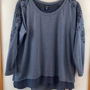 Torrid Lazer Cut Sleeve Open Back Sweat shirt top